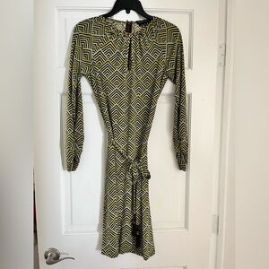 BCBG Geometric Patterned Dress - Black and Yellow